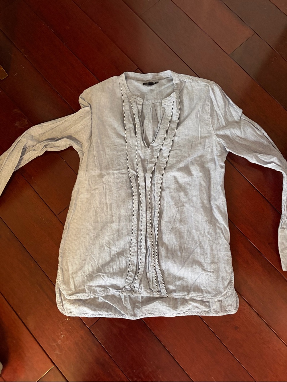 J. Crew Light Gray Linen-Blend Tunic Blouse